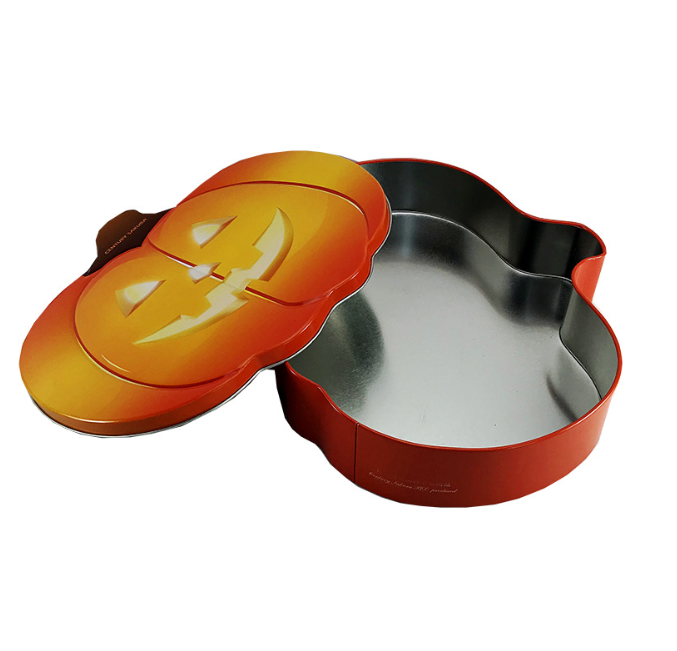 Custom Pumpkin Shaped Halloween Festive Tin Box for Large Gift Packaging - Image 2