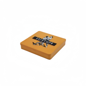 Custom flip-top cigar tin box closed view