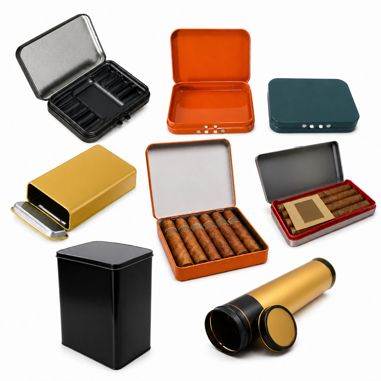 Custom tobacco, child-resistant and wine tins for cigars, secure products and spirits packaging