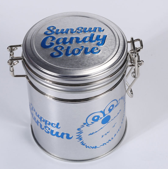Custom round airtight food tin can closed view for coffee bean and candy packaging
