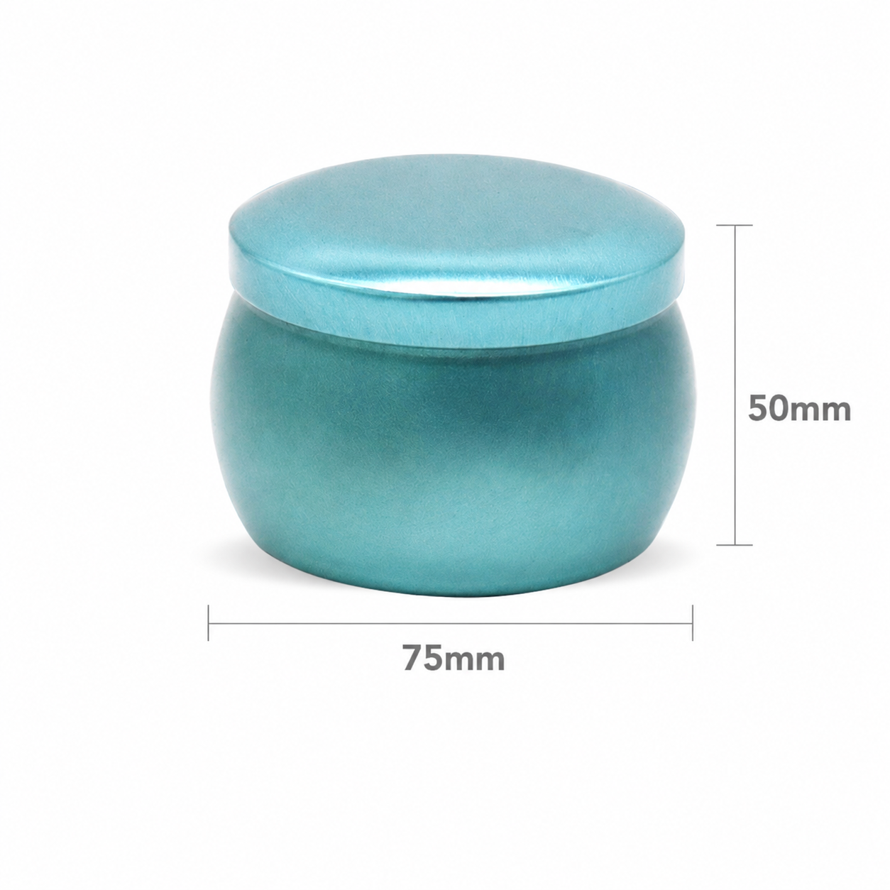 4.4 oz belly shaped candle tin measuring 75 mm diameter and 50 mm high
