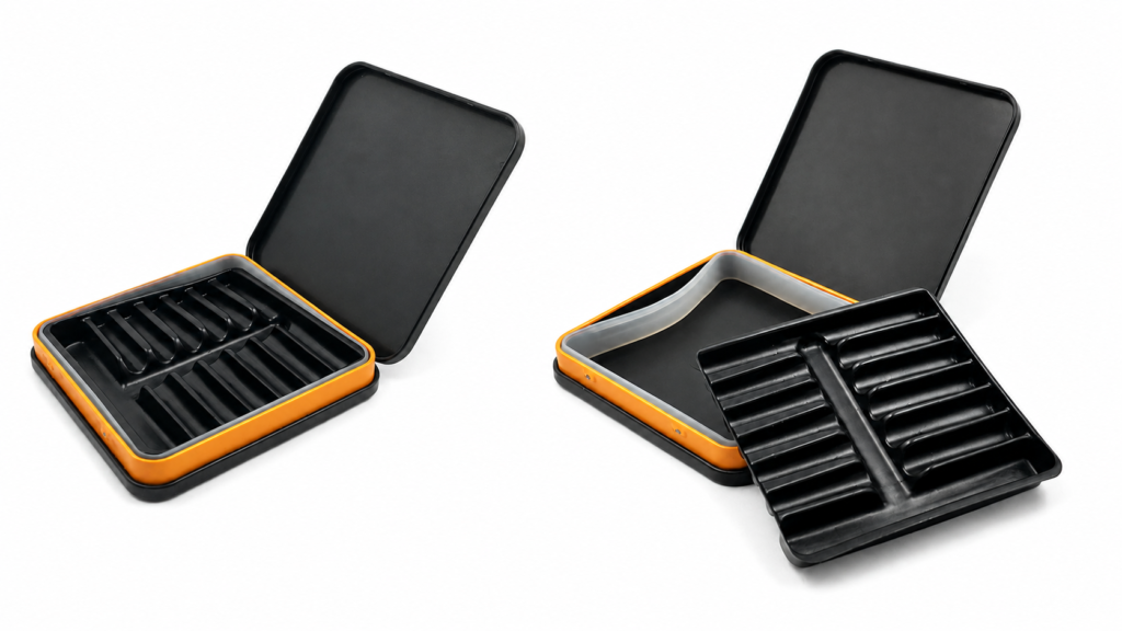 Custom thermoformed plastic tray insert for a tin box
