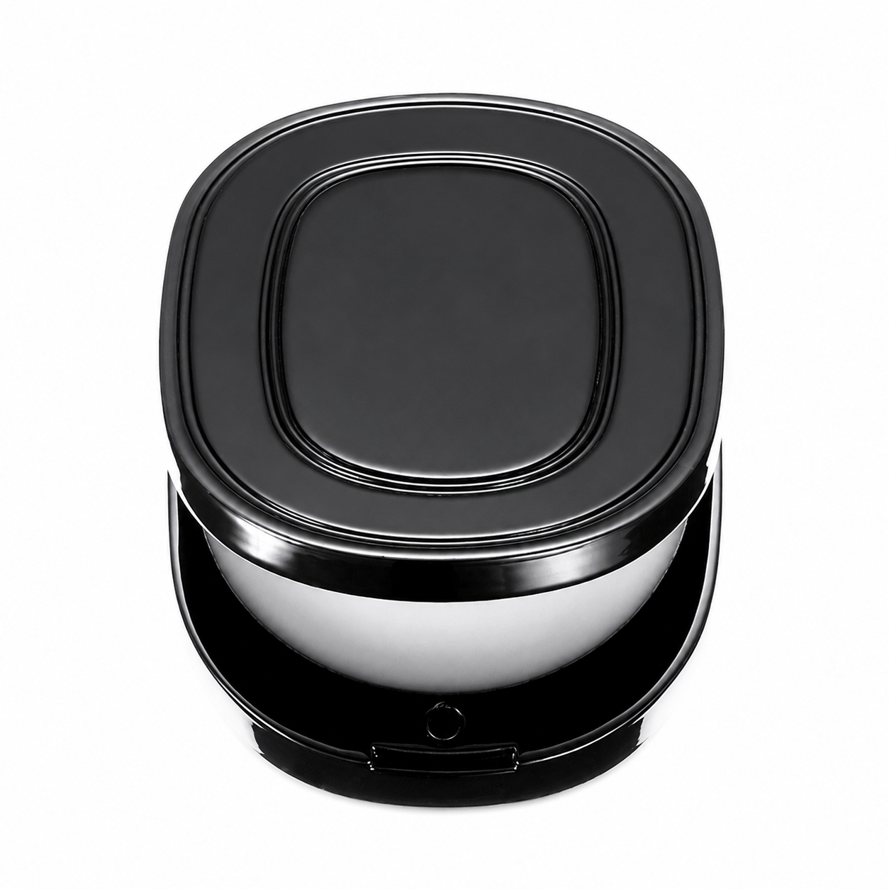 Black oval zinc alloy perfume balm container with raised lid detail