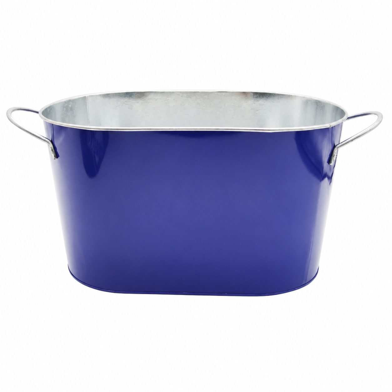 Blue 10L oval champagne ice bucket with metal loop handles