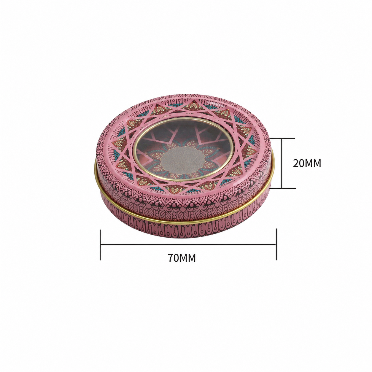 Custom 1–3g round saffron tin box Ø70 × H20 mm