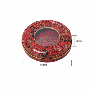 Custom 3–5g round saffron tin box Ø90 × H20 mm