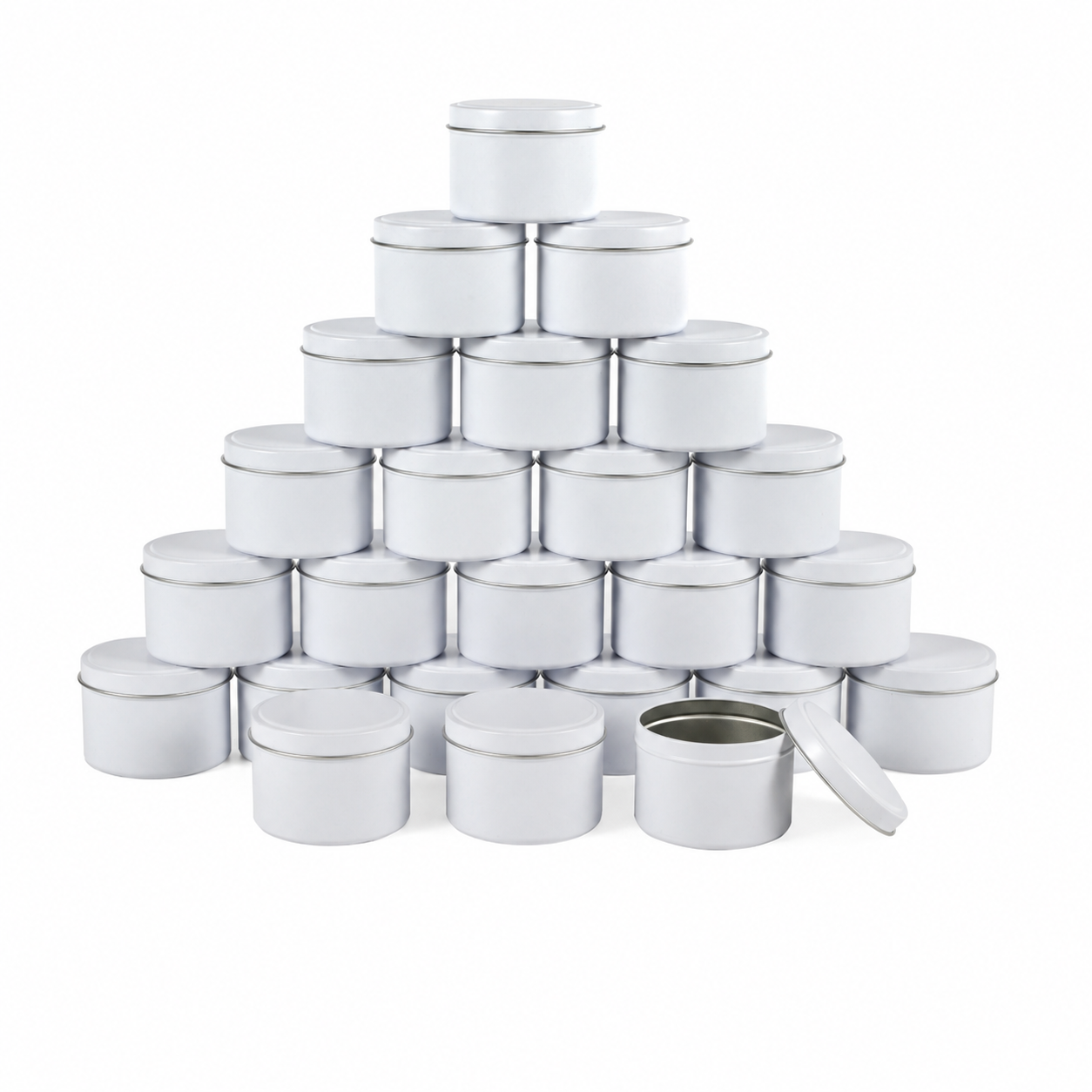 Custom 4 oz raised lid candle tins in white with removable lids