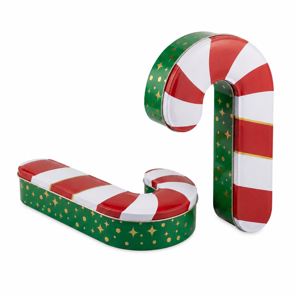 Custom candy cane shaped Christmas tin box