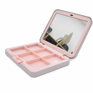 Custom eyeshadow palette tin box with mirror and six-compartment insert