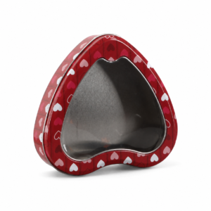 Custom heart shaped tin box with PVC window lid