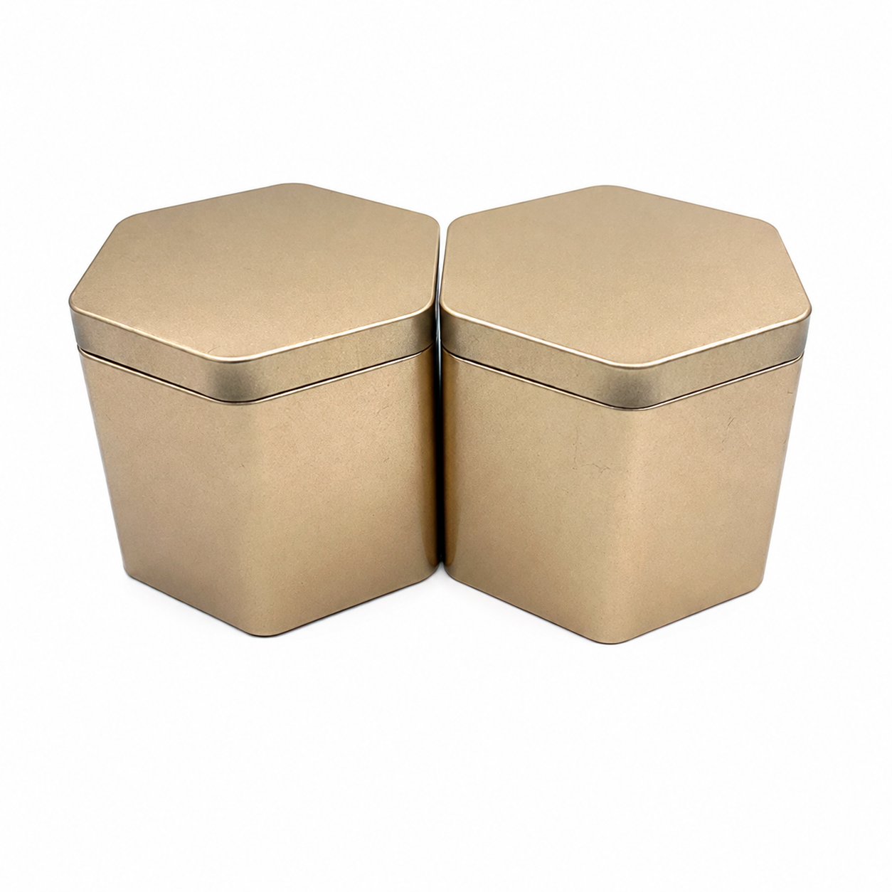 Custom hexagonal tea tin box set with removable slip lids