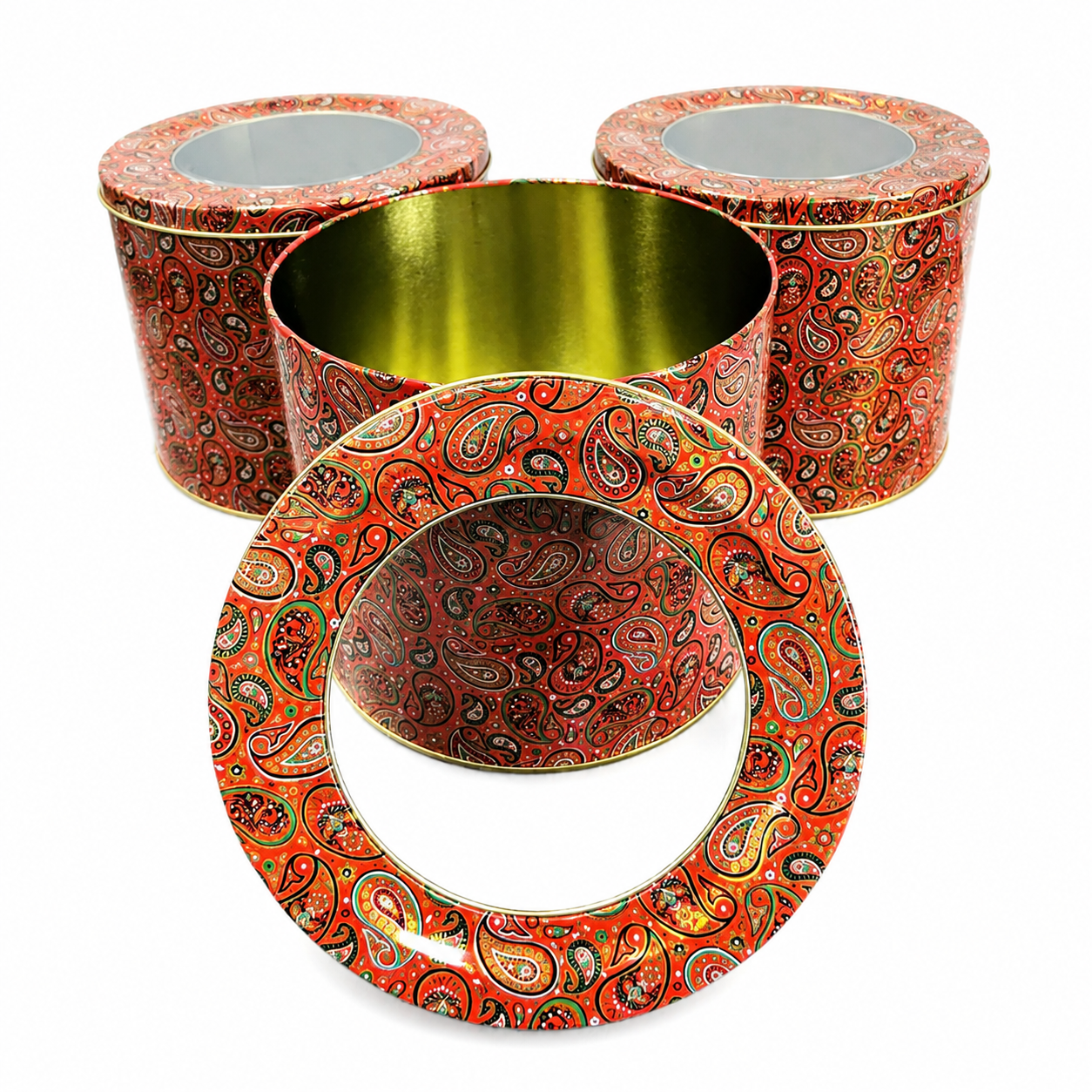 Custom 500g round saffron tin can with window lid
