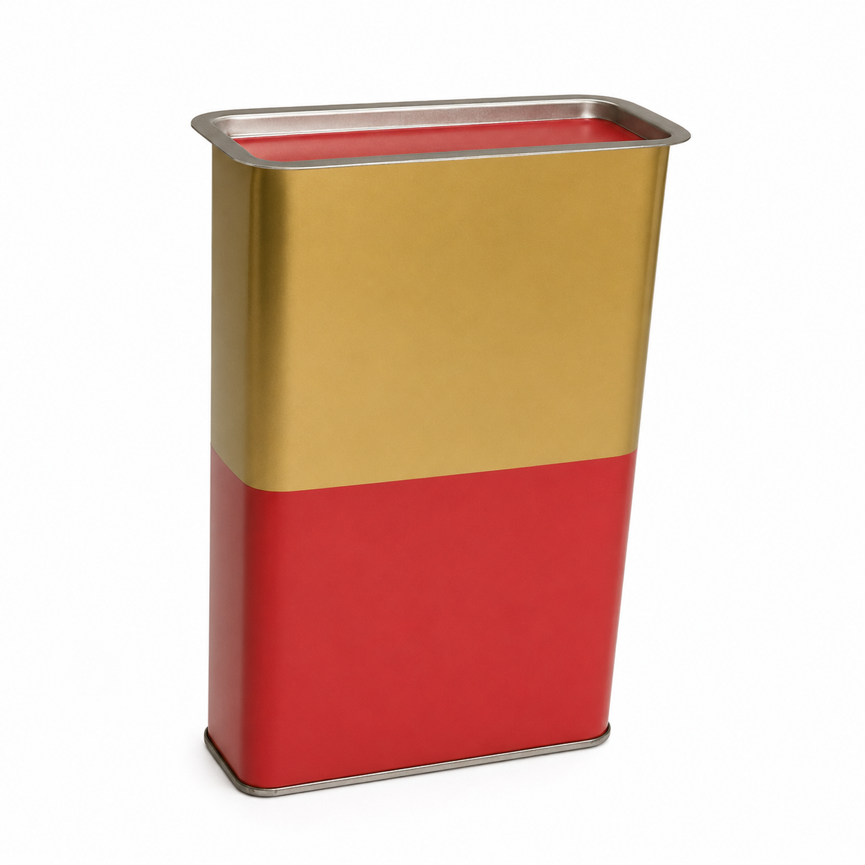 Custom rectangular easy-open tin can body before final lid sealing