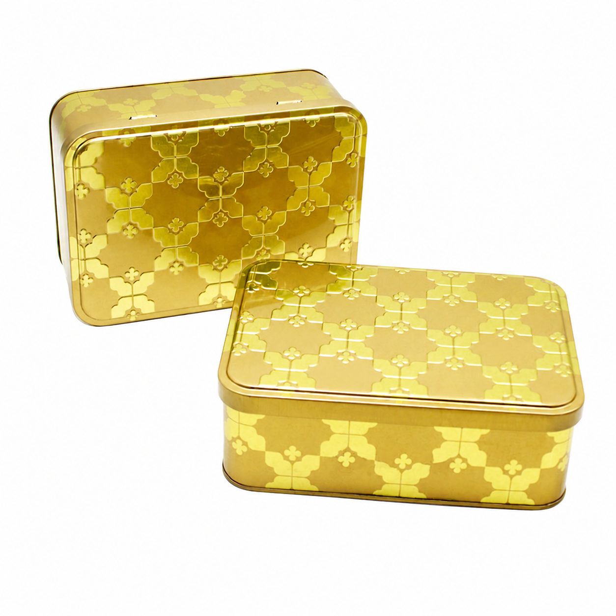 Custom rectangular hinged lid tin boxes for cookies and chocolates