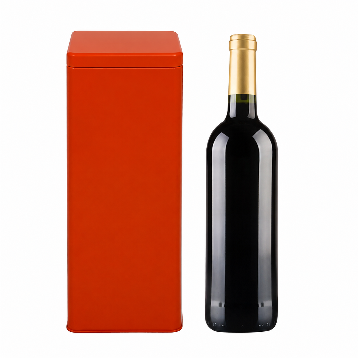 Custom square wine bottle tin box for whiskey vodka and red wine packaging