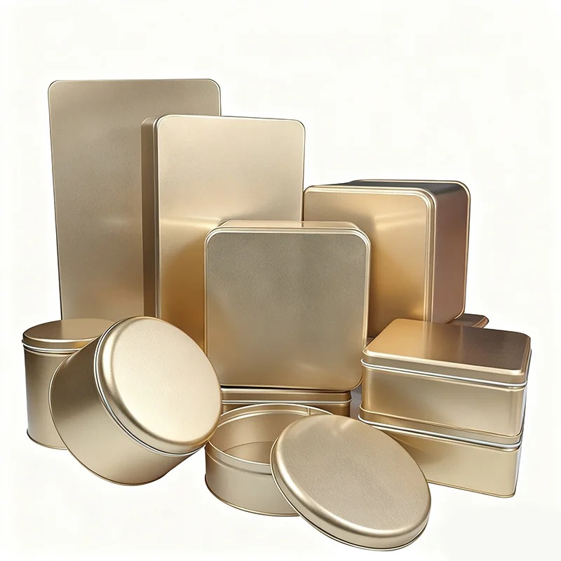 Existing round, square and rectangular tin shapes and sizes for cookie packaging