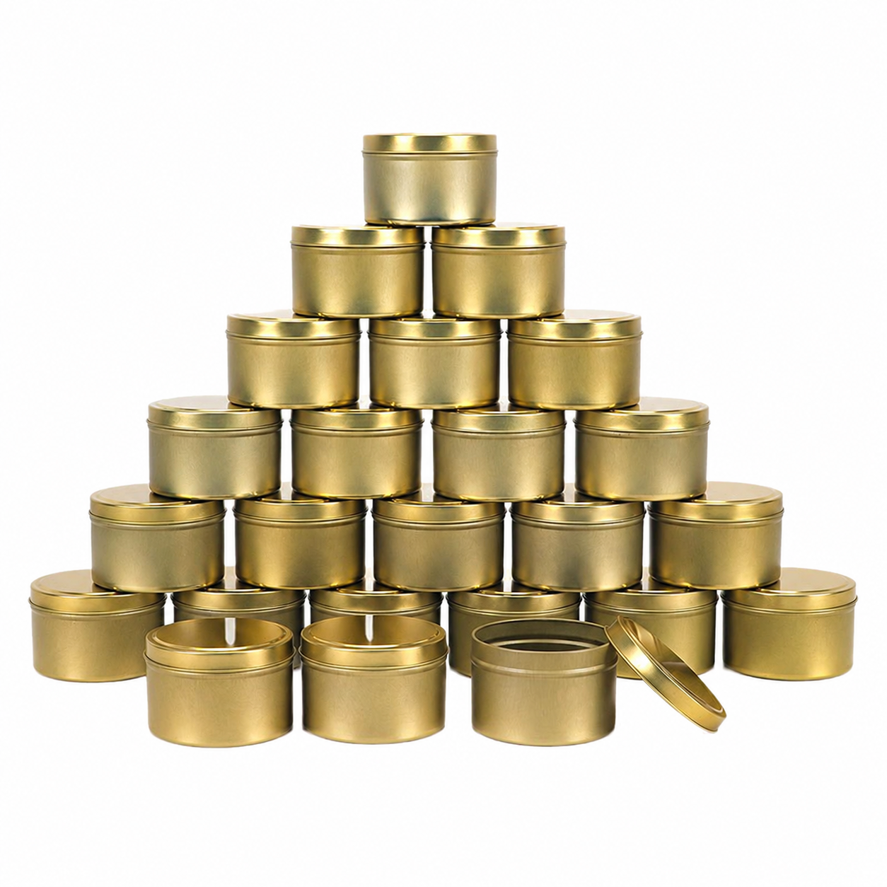 Gold 4 oz raised lid candle tin collection for aromatherapy packaging
