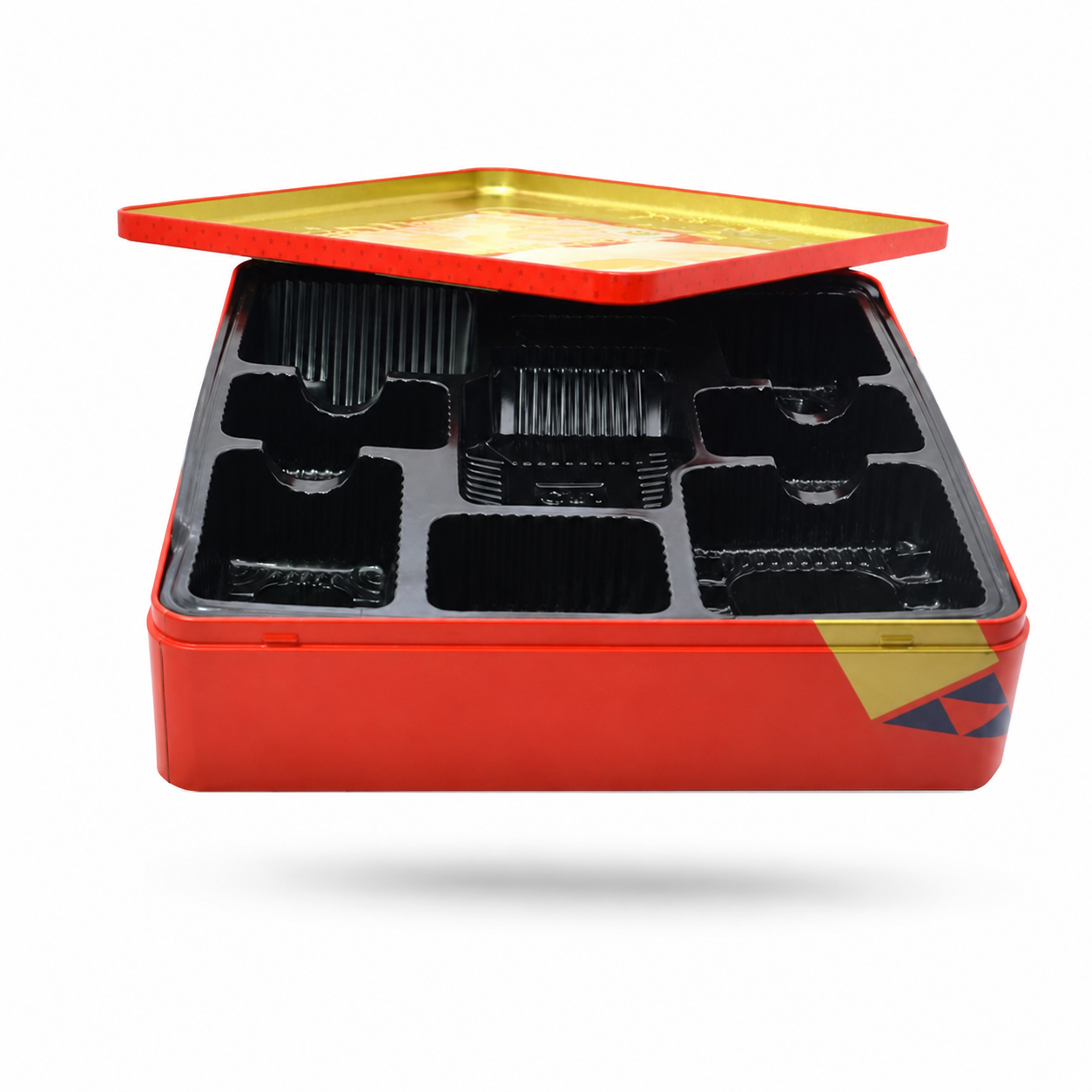 Custom large square cookie tin box with insert tray