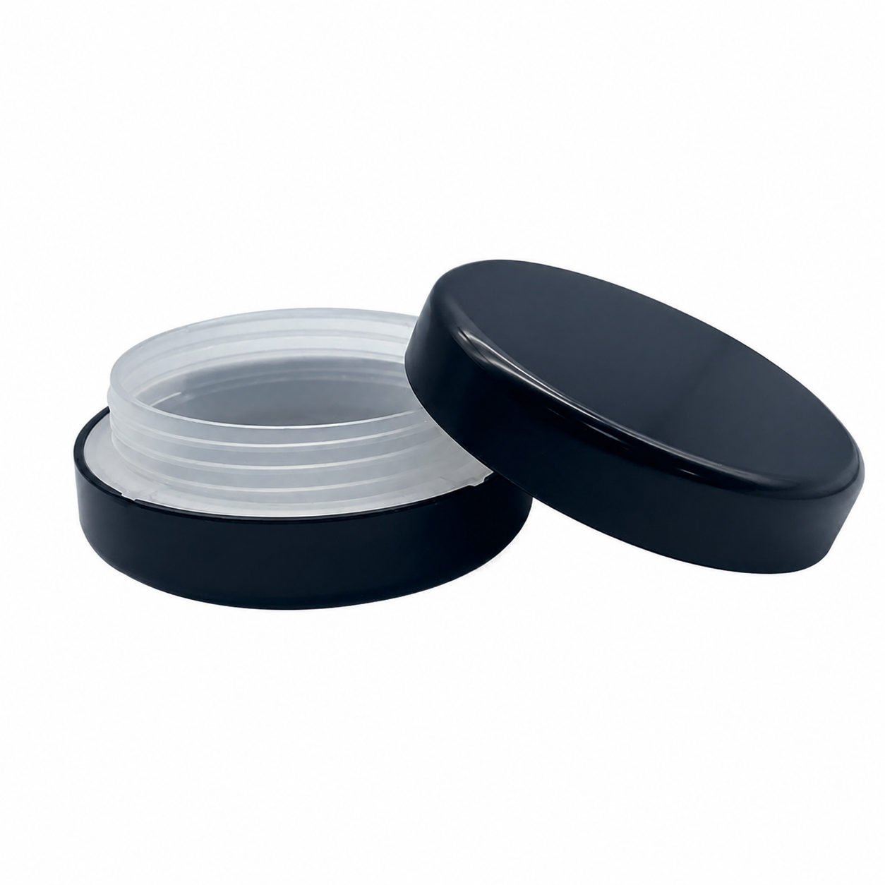 Round child-resistant tin showing internal screw thread detail