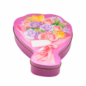 Valentine's Day flower bouquet gift tin box with floral artwork
